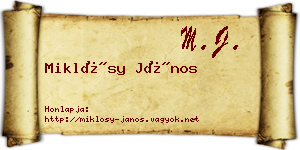 Miklósy János névjegykártya